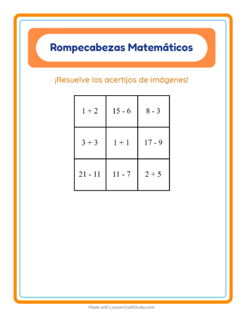 Vista previa de la hoja de Rompecabezas Matemático con En el supermercado para grado 1