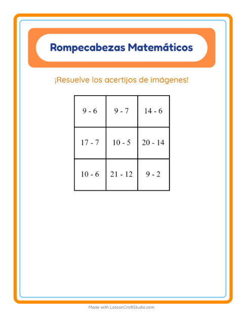 Vista previa de la hoja de Rompecabezas Matemático con En el supermercado para grado 1