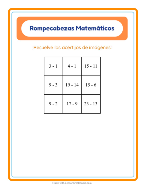 Vista previa de la hoja de Rompecabezas Matemático con Navidad para grado 1