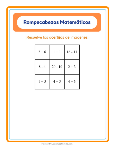 Vista previa de la hoja de Rompecabezas Matemático con Navidad para grado 1