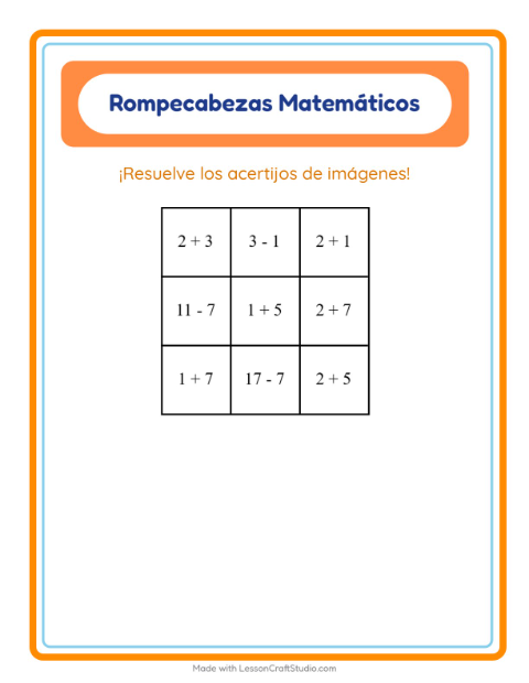 Vista previa de la hoja de Rompecabezas Matemático con Pascua para grado 1