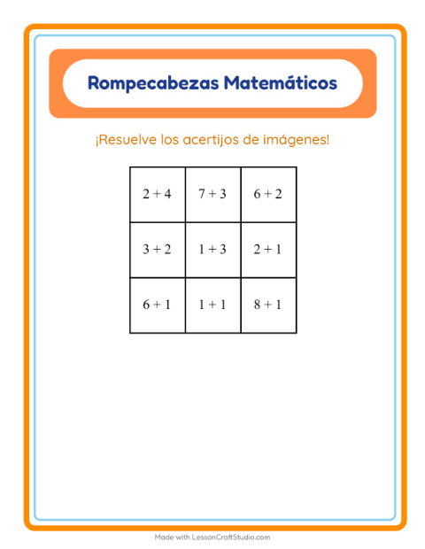 Vista previa de la hoja de Rompecabezas Matemático con Postres y dulces para grado 1