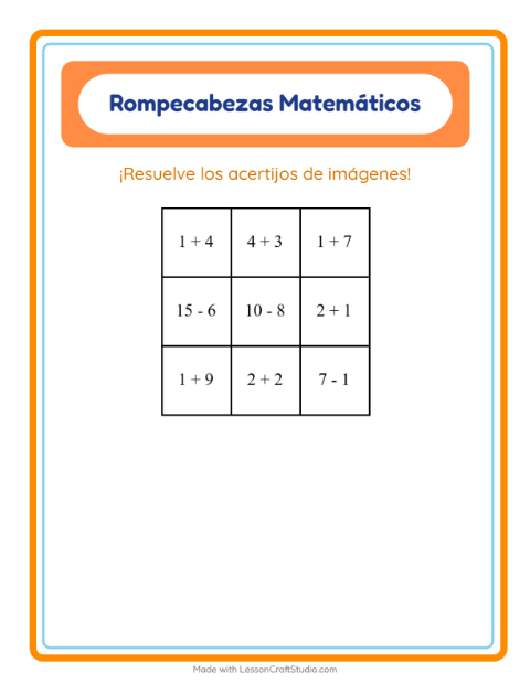 Vista previa de la hoja de Rompecabezas Matemático con Ropa para grado 1