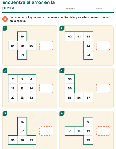 Vista previa de Encuentra el error en la pieza — primer grado
