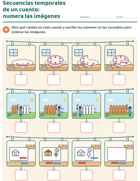 Vista previa de la hoja de Secuencias de cuentos para jardín infantil