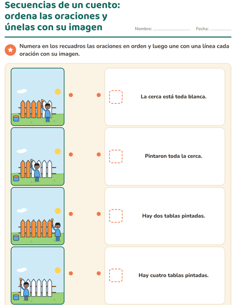 Vista previa de la hoja de Secuencias de cuentos para grado 1