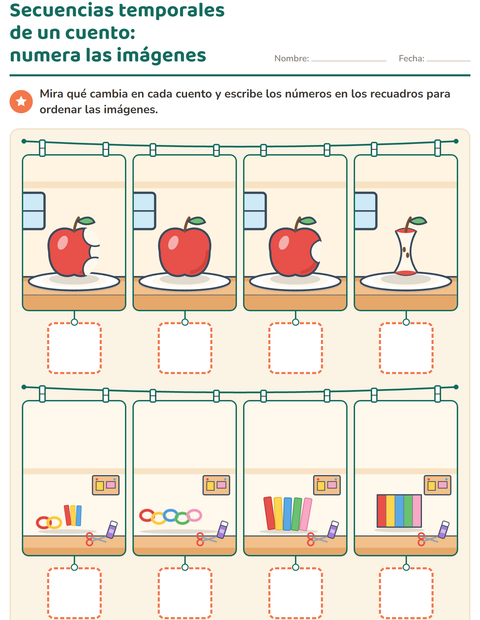 Vista previa de la hoja de Secuencias de cuentos para jardín infantil