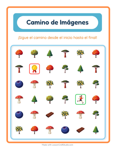 Vista previa de la hoja de Sendero De Imágenes con Accesorios para jardín infantil