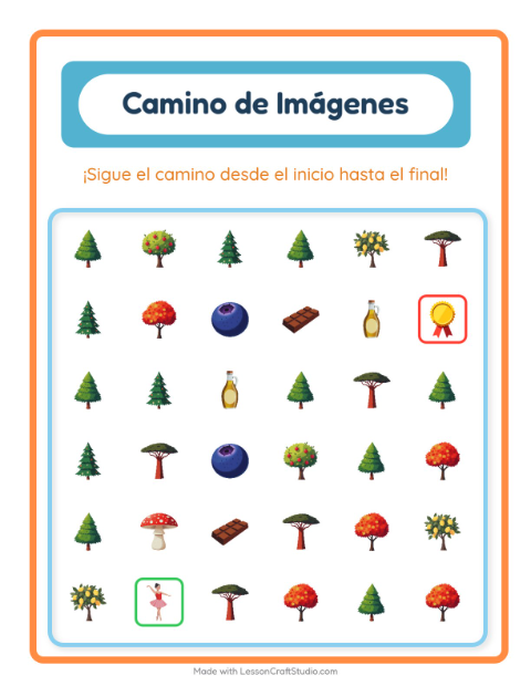 Vista previa de la hoja de Sendero De Imágenes con Accesorios para jardín infantil