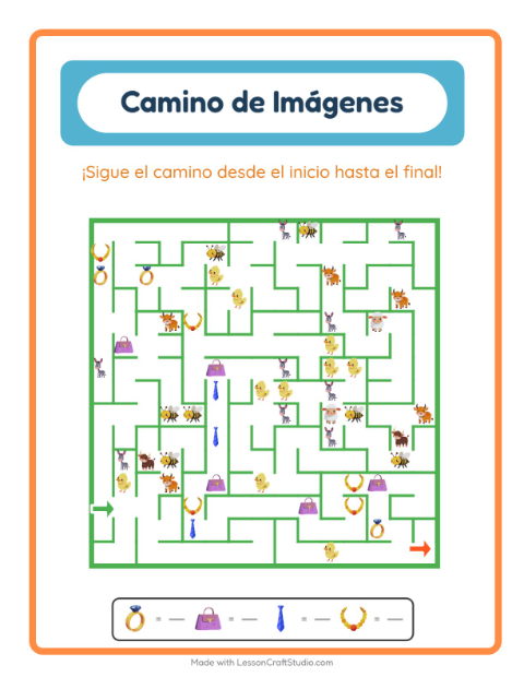Vista previa de la hoja de Sendero De Imágenes con Accesorios para jardín infantil