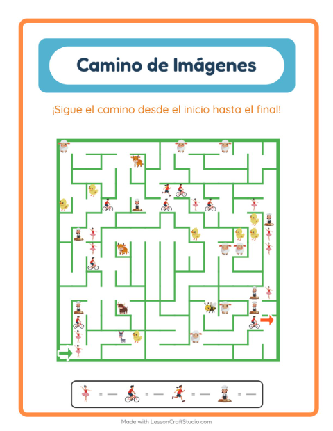 Vista previa de la hoja de Sendero De Imágenes con Actividades para jardín infantil