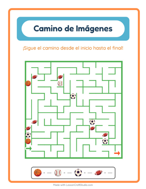 Vista previa de la hoja de Sendero De Imágenes con Actividades para jardín infantil