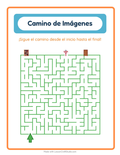 Vista previa de la hoja de Sendero De Imágenes con Alrededor de la casa para jardín infantil