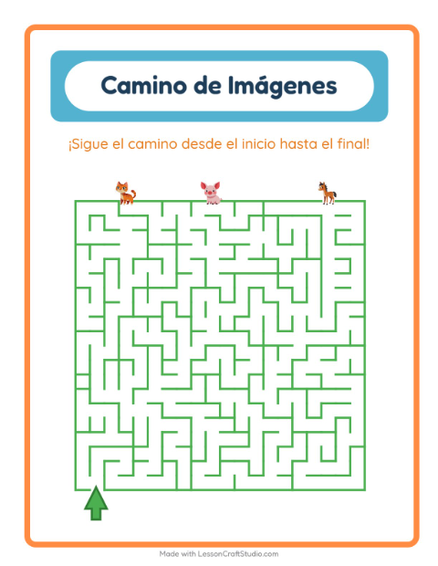 Vista previa de la hoja de Sendero De Imágenes con Animales de granja para jardín infantil
