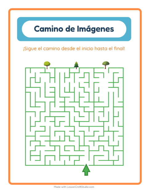 Vista previa de la hoja de Sendero De Imágenes con Árboles para jardín infantil
