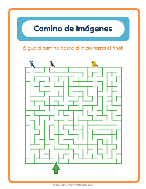 Vista previa de la hoja de Sendero De Imágenes con Aves 2 para jardín infantil