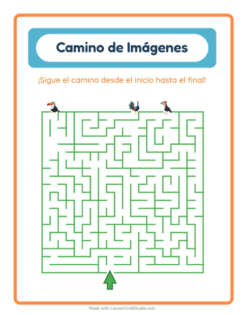 Vista previa de la hoja de Sendero De Imágenes con Aves para jardín infantil