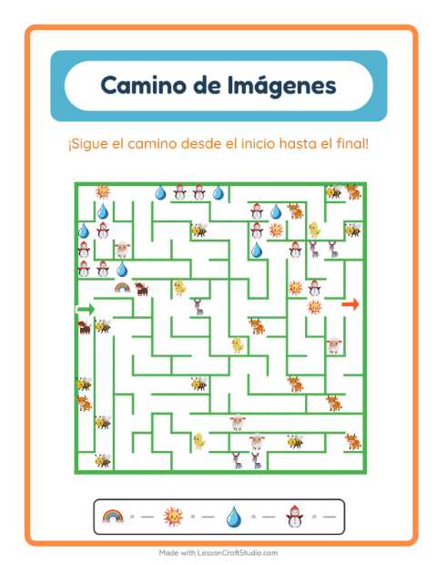 Vista previa de la hoja de Sendero De Imágenes con Clima para jardín infantil