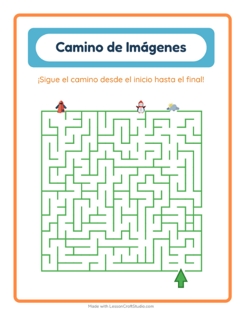 Vista previa de la hoja de Sendero De Imágenes con Clima para jardín infantil