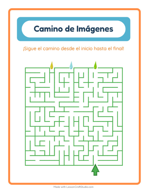 Vista previa de la hoja de Sendero De Imágenes con Colores para jardín infantil