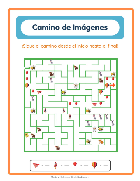 Vista previa de la hoja de Sendero De Imágenes con Cosas que vuelan para jardín infantil