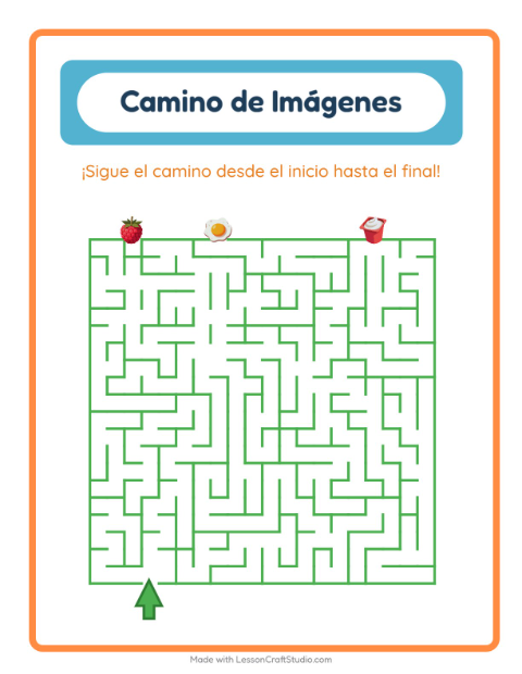 Vista previa de la hoja de Sendero De Imágenes con Desayuno para jardín infantil