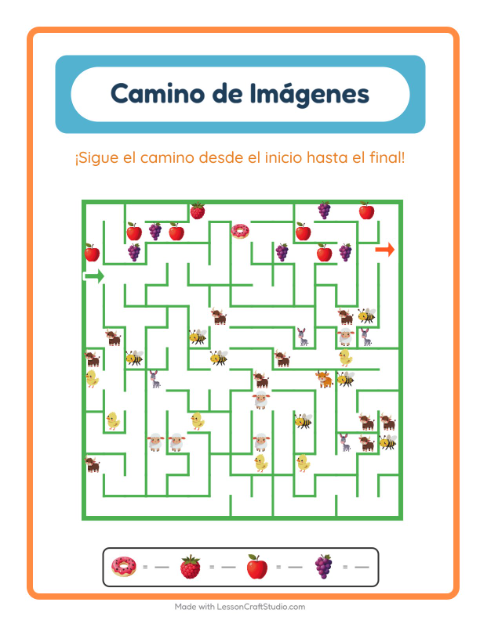 Vista previa de la hoja de Sendero De Imágenes con Desayuno para jardín infantil