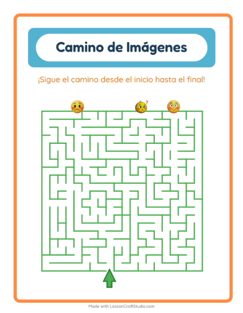 Vista previa de la hoja de Sendero De Imágenes con Emociones para jardín infantil