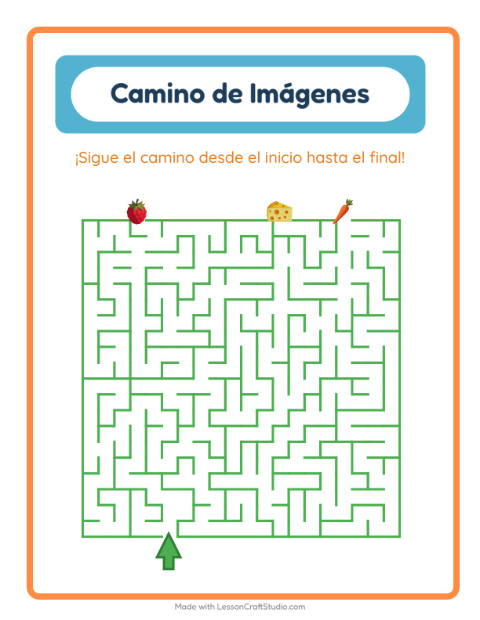 Vista previa de la hoja de Sendero De Imágenes con En el supermercado para jardín infantil