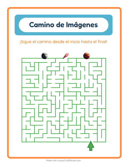 Vista previa de la hoja de Sendero De Imágenes con Espacio para jardín infantil