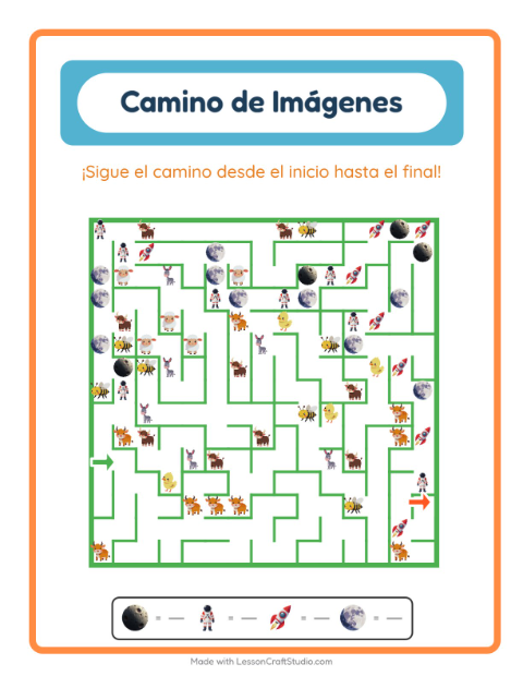 Vista previa de la hoja de Sendero De Imágenes con Espacio para jardín infantil