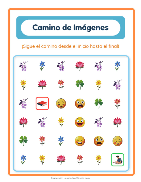 Vista previa de la hoja de Sendero De Imágenes con Flores para jardín infantil