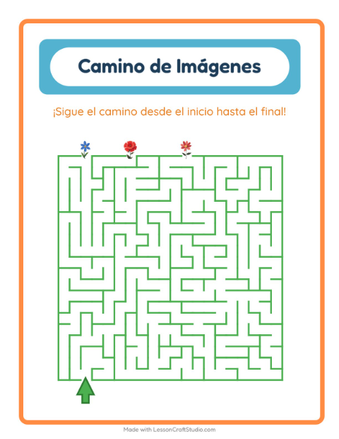 Vista previa de la hoja de Sendero De Imágenes con Flores para jardín infantil