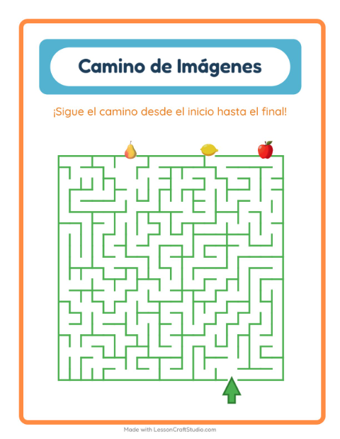 Vista previa de la hoja de Sendero De Imágenes con Frutas para jardín infantil