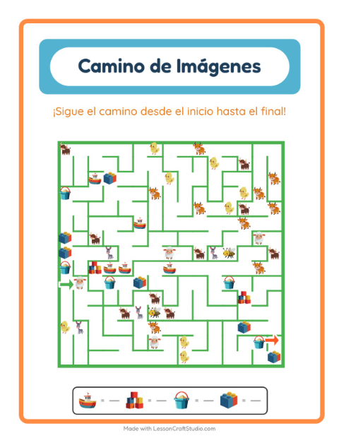 Vista previa de la hoja de Sendero De Imágenes con Juguetes para jardín infantil