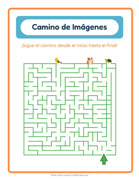 Vista previa de la hoja de Sendero De Imágenes con Mascotas para jardín infantil