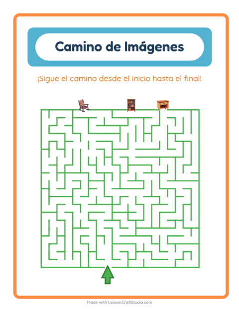Vista previa de la hoja de Sendero De Imágenes con Muebles para jardín infantil