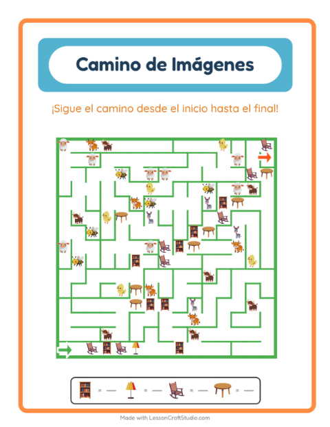 Vista previa de la hoja de Sendero De Imágenes con Muebles para jardín infantil