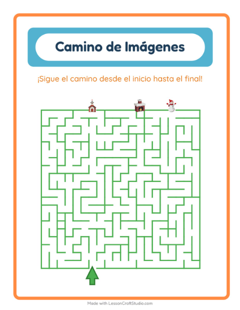 Vista previa de la hoja de Sendero De Imágenes con Navidad para jardín infantil