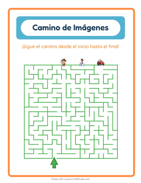 Vista previa de la hoja de Sendero De Imágenes con Ocupaciones para jardín infantil