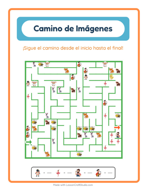 Vista previa de la hoja de Sendero De Imágenes con Ocupaciones para jardín infantil