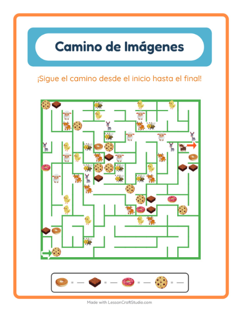 Vista previa de la hoja de Sendero De Imágenes con Panadería para jardín infantil