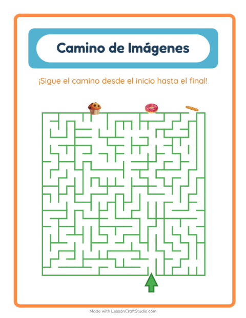 Vista previa de la hoja de Sendero De Imágenes con Panadería para jardín infantil