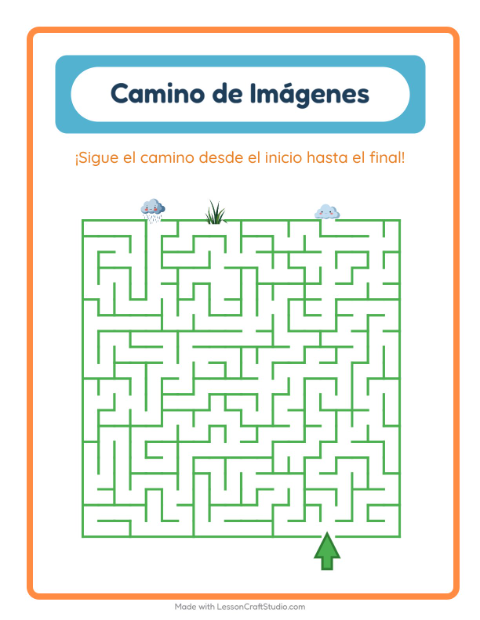 Vista previa de la hoja de Sendero De Imágenes con Primavera para jardín infantil