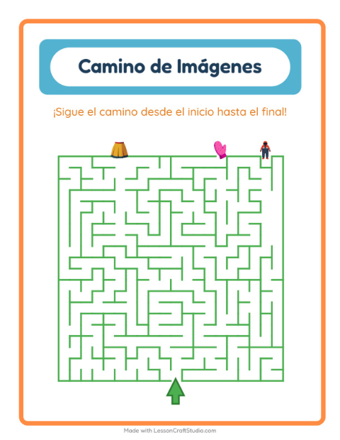 Vista previa de la hoja de Sendero De Imágenes con Ropa para jardín infantil