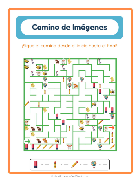Vista previa de la hoja de Sendero De Imágenes con Salón de clases para jardín infantil