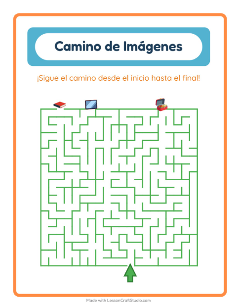 Vista previa de la hoja de Sendero De Imágenes con Salón de clases para jardín infantil