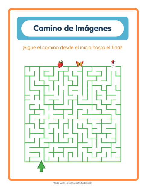 Vista previa de la hoja de Sendero De Imágenes con Verano para jardín infantil