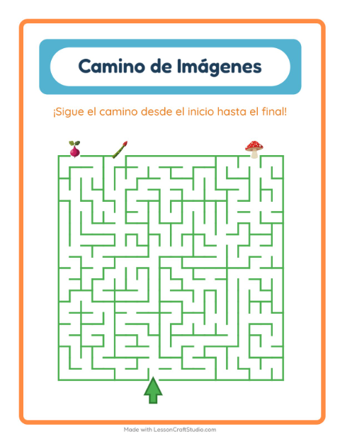 Vista previa de la hoja de Sendero De Imágenes con Verduras para jardín infantil