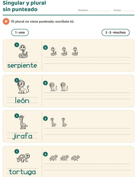 Vista previa de la hoja de Singular y plural con Animales del zoológico BN para jardín infantil